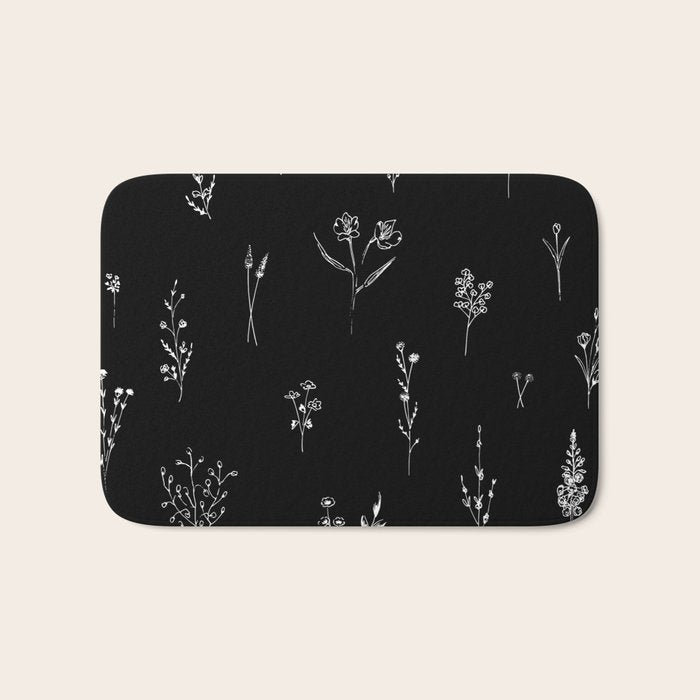 Black wildflowers Big Bath Mat Gallery Image 1