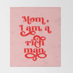 Feminist Pink "Mom, I am a rich man" (ix 2021) Throw Blanket Gallery Image 2