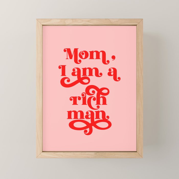 Feminist Pink "Mom, I am a rich man" (ix 2021) Mini Art Print Gallery Image 1