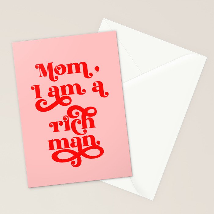 Feminist Pink "Mom, I am a rich man" (ix 2021) Stationery Card Gallery Image 2