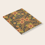 Orange, Peach, Olive Green & Dark Gray Floral Pattern Notebook Gallery Image 2