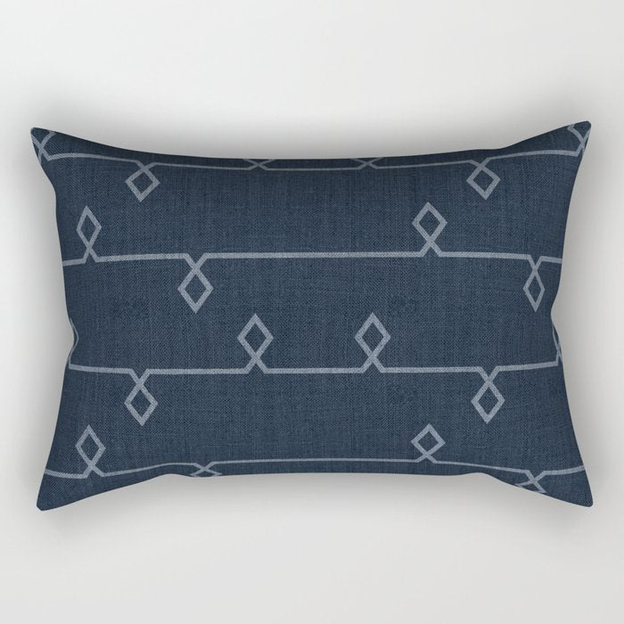Boho Ethnic Striped Pattern on Navy Blue Rectangular Pillow Gallery Image 2