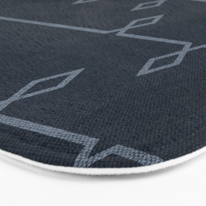 Boho Ethnic Striped Pattern on Navy Blue Bath Mat Gallery Image 3