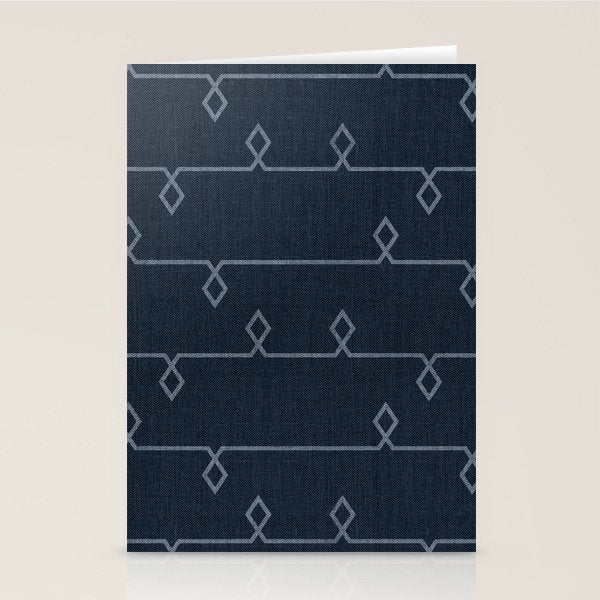 Boho Ethnic Striped Pattern on Navy Blue Stationery Card Gallery Image 1