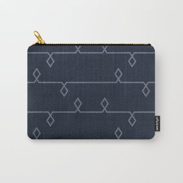 Boho Ethnic Striped Pattern on Navy Blue Carry All Pouch Gallery Image 1