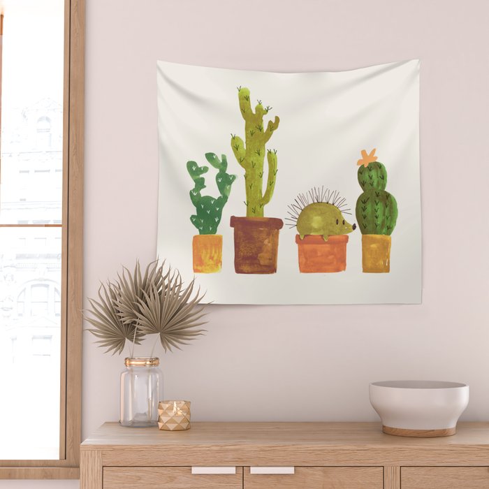 Hedgehog and Cactus (incognito) Wall Tapestry Gallery Image 2