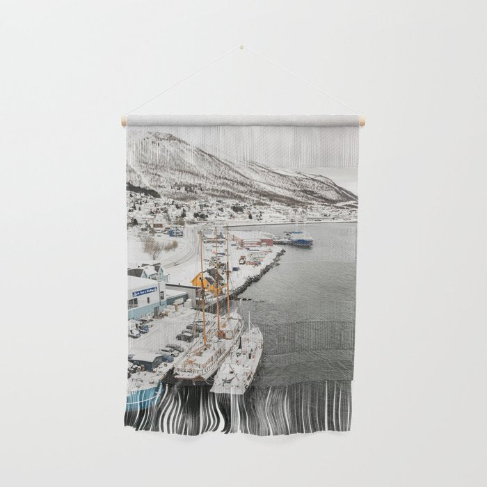 Harbor In Norway Snow Photo | Winter In Norway Boats And Mountains Art Print | Travel Photography Wall Hanging Gallery Image 1