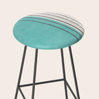 Turquoise Aqua Abstract Minimalist Art Stool Gallery Image 2