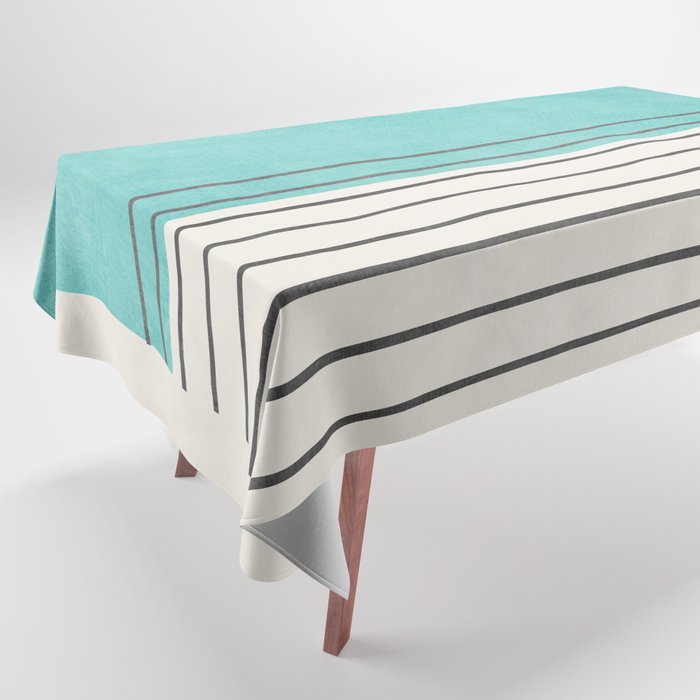 Turquoise Aqua Abstract Minimalist Art Tablecloth Gallery Image 1