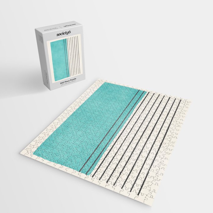 Turquoise Aqua Abstract Minimalist Art Jigsaw Puzzle Gallery Image 2
