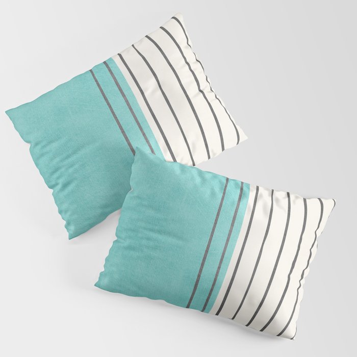 Turquoise Aqua Abstract Minimalist Art Pillow Sham Gallery Image 1