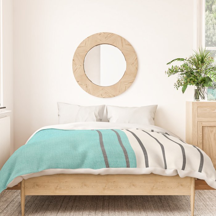 Turquoise Aqua Abstract Minimalist Art Duvet Cover Gallery Image 3