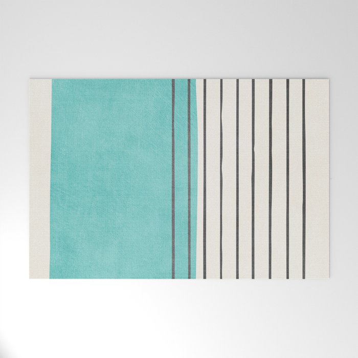 Turquoise Aqua Abstract Minimalist Art Welcome Mat Gallery Image 1