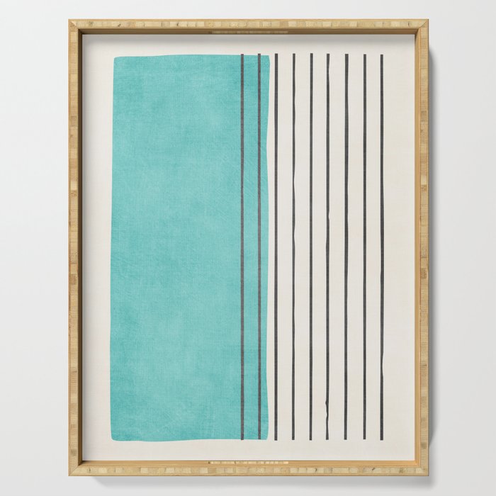 Turquoise Aqua Abstract Minimalist Art Serving Tray Gallery Image 1