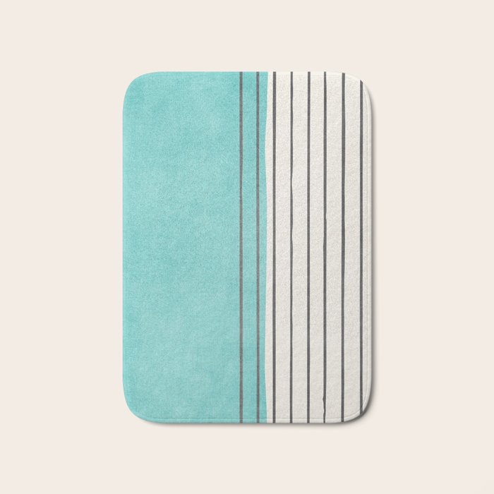 Turquoise Aqua Abstract Minimalist Art Bath Mat Gallery Image 1