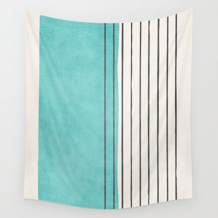 Turquoise Aqua Abstract Minimalist Art Wall Tapestry Gallery Image 4