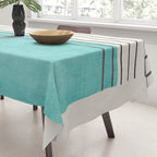 Turquoise Aqua Abstract Minimalist Art Tablecloth Gallery Image 3