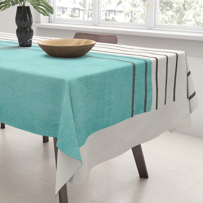 Turquoise Aqua Abstract Minimalist Art Tablecloth Gallery Image 3