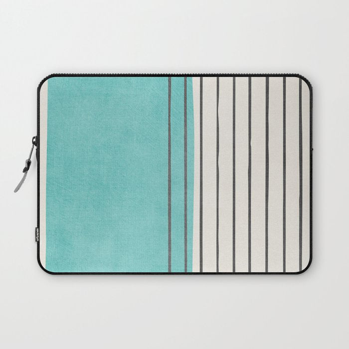 Turquoise Aqua Abstract Minimalist Art Laptop Sleeve Gallery Image 1