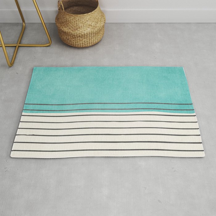 Turquoise Aqua Abstract Minimalist Art Rug Gallery Image 1
