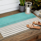 Turquoise Aqua Abstract Minimalist Art Outdoor Rug Gallery Image 2