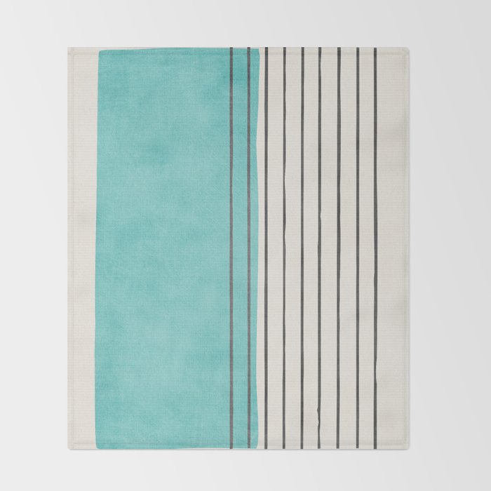 Turquoise Aqua Abstract Minimalist Art Throw Blanket Gallery Image 2