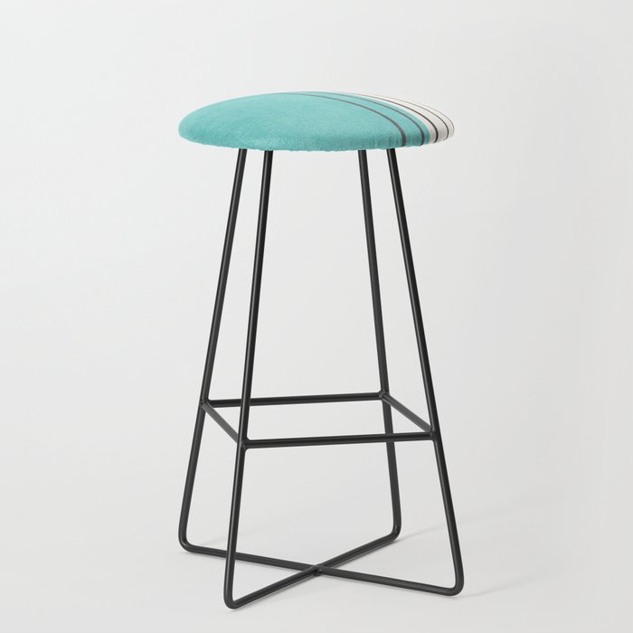 Turquoise Aqua Abstract Minimalist Art Stool Gallery Image 1