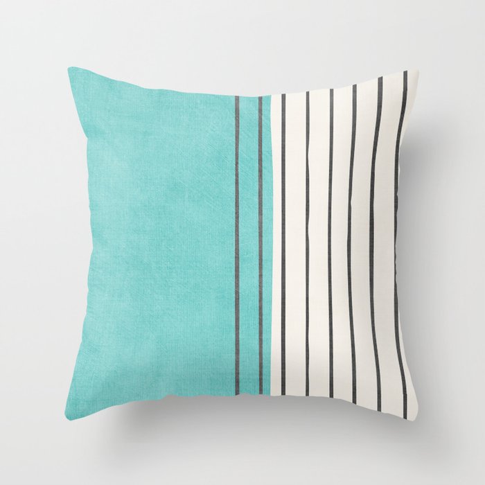 Turquoise Aqua Abstract Minimalist Art Throw Pillow Gallery Image 6