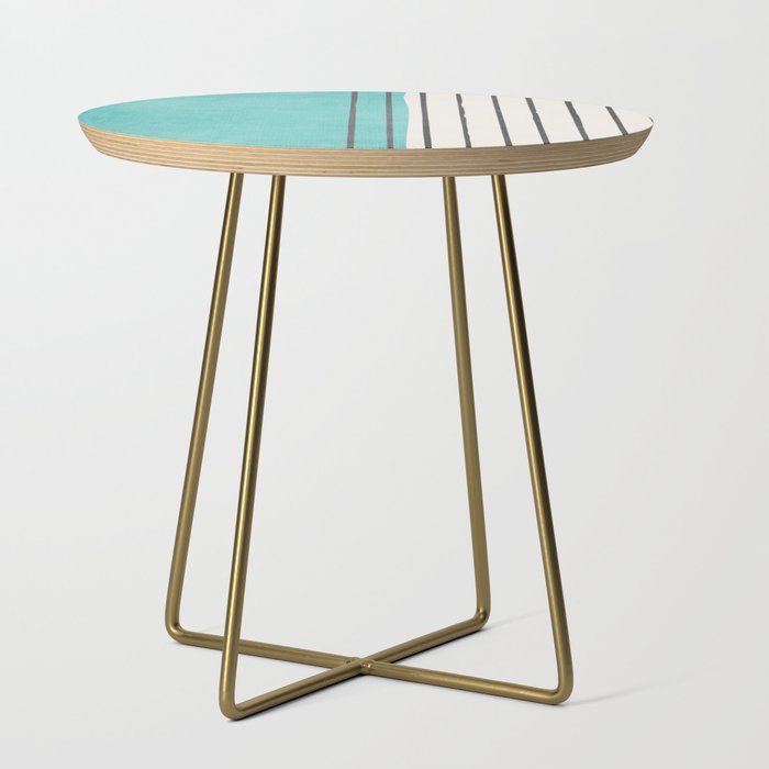 Turquoise Aqua Abstract Minimalist Art Side Table Gallery Image 1