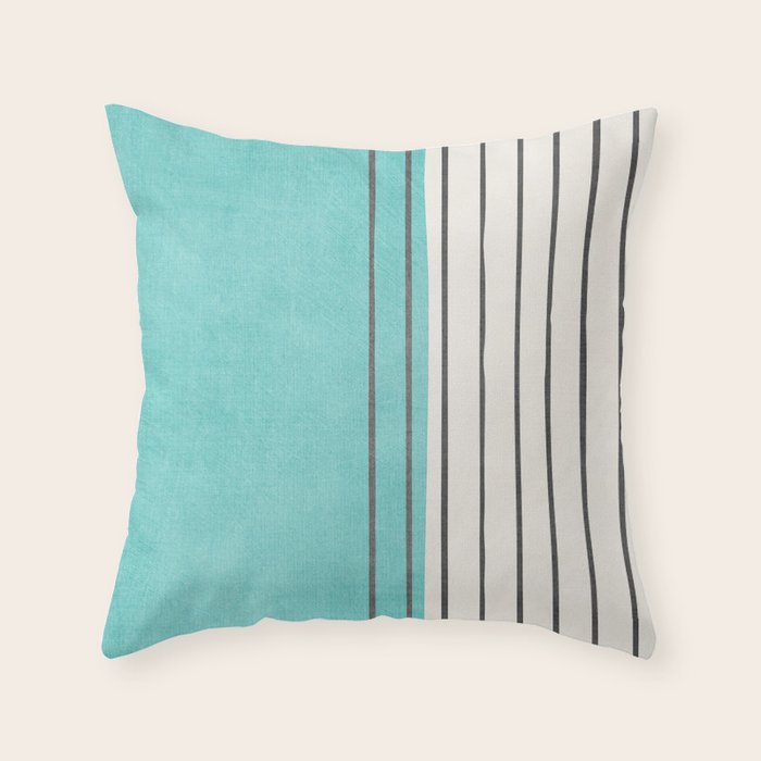 Turquoise Aqua Abstract Minimalist Art Throw Pillow Gallery Image 1