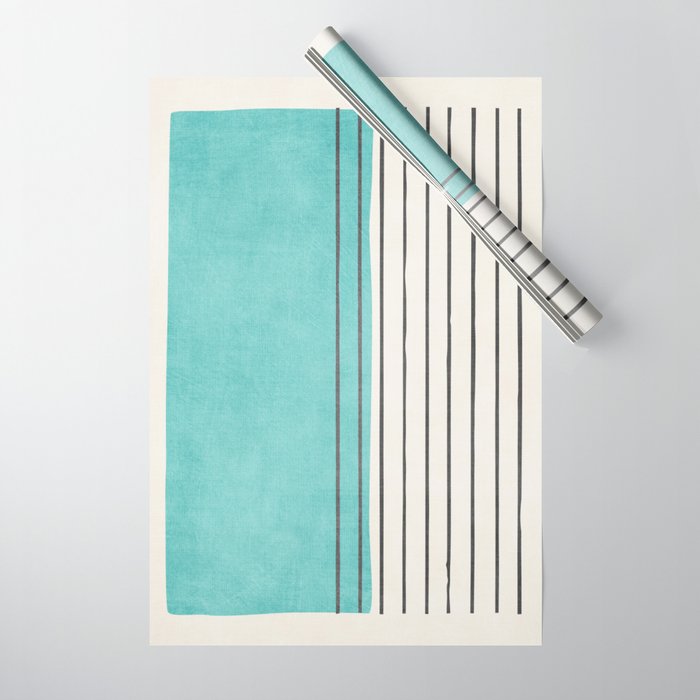Turquoise Aqua Abstract Minimalist Art Wrapping Paper Gallery Image 1