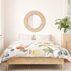 Lemon Berries and Cherries Watercolor Pattern Duvet Cover Gallery Image 3