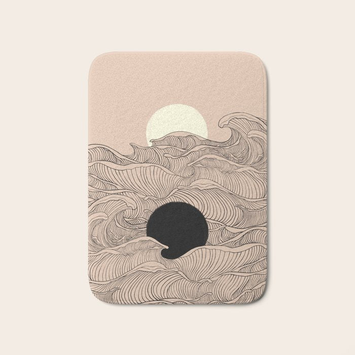 Abstract landscape yin yang moon & sun ocean wave  Bath Mat Gallery Image 1