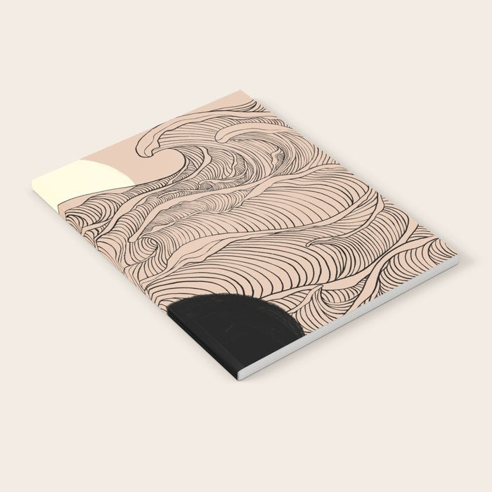 Abstract landscape yin yang moon & sun ocean wave  Notebook Gallery Image 2