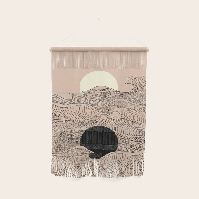 Abstract landscape yin yang moon & sun ocean wave  Wall Hanging Gallery Image 1