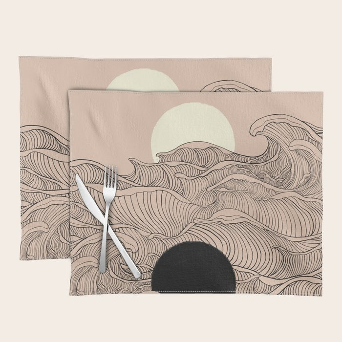 Abstract landscape yin yang moon & sun ocean wave  Placemat Gallery Image 1