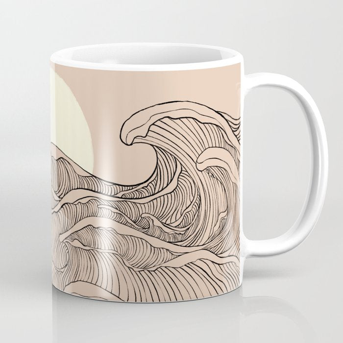 Abstract landscape yin yang moon & sun ocean wave  Coffee Mug Gallery Image 1