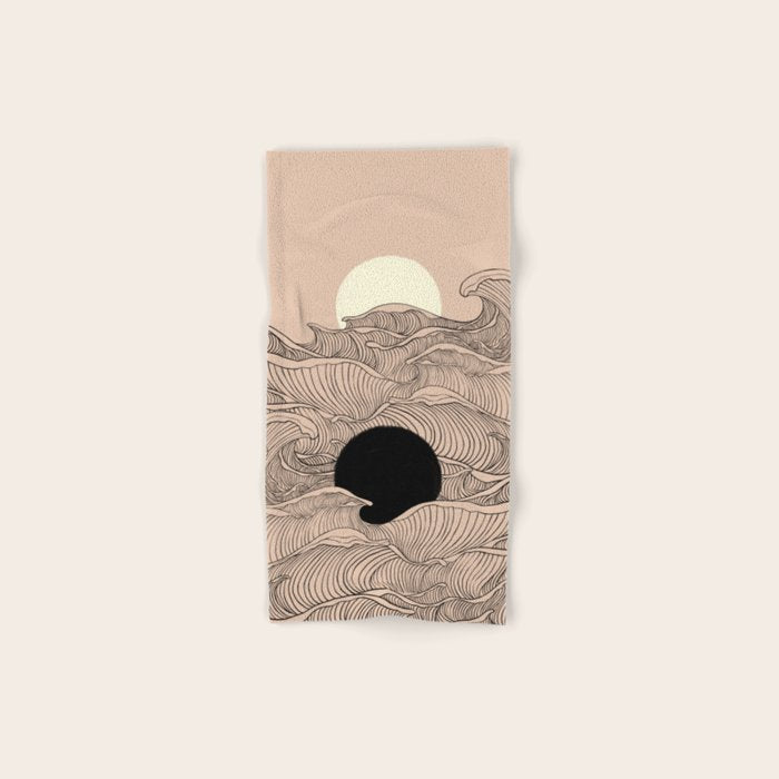 Abstract landscape yin yang moon & sun ocean wave  Bath Towel Gallery Image 1