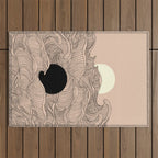 Abstract landscape yin yang moon & sun ocean wave  Outdoor Rug Gallery Image 1