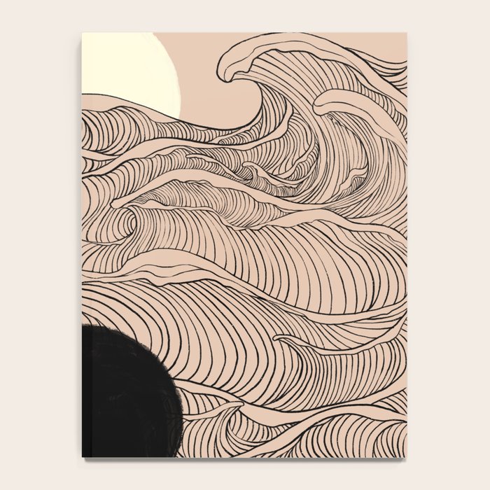 Abstract landscape yin yang moon & sun ocean wave  Notebook Gallery Image 4