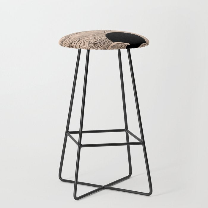 Abstract landscape yin yang moon & sun ocean wave  Stool Gallery Image 1