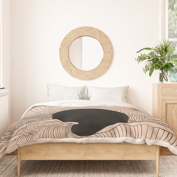 Abstract landscape yin yang moon & sun ocean wave  Duvet Cover Gallery Image 3