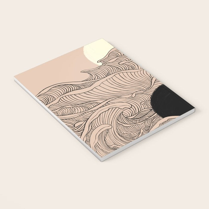 Abstract landscape yin yang moon & sun ocean wave  Notebook Gallery Image 3