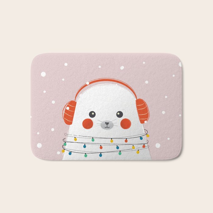 Christmas Animals - Cute Seal Bath Mat Gallery Image 1