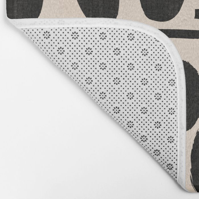 Abstract Mid-Century Modern Black and Beige Composition Bath Mat Gallery Image 2