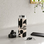 Abstract Mid-Century Modern Black and Beige Composition Water Bottle Gallery Image 4
