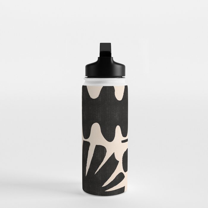 Abstract Mid-Century Modern Black and Beige Composition Water Bottle Gallery Image 3