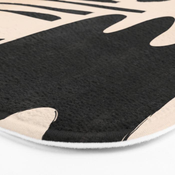 Abstract Mid-Century Modern Black and Beige Composition Bath Mat Gallery Image 3