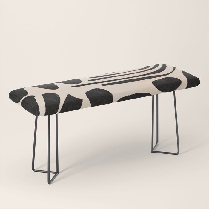 Abstract Mid-Century Modern Black and Beige Composition Bench Gallery Image 1
