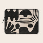 Abstract Mid-Century Modern Black and Beige Composition Laptop Sleeve Gallery Image 1